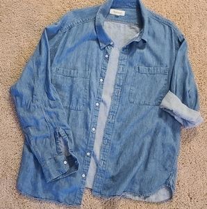 Madewell Men's Large Indigo Linen-Cotton Easy Shirt